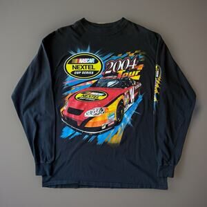 Vintage Nascar Nextel Cup Series Shirt XL Black Y2K Long Sleeve AOP Racing Art